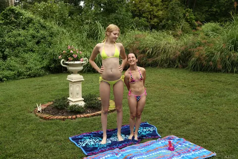 Freya Von Doom: Tall Blonde and Brunette Lesbians Lick and Finger in Bikinis – photo 2 of 21