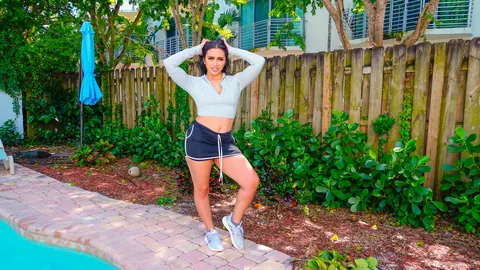 Lilly Hall: Thick Latina MILF Strips Out of Her Shorts in the Backyard – photo 2 of 16