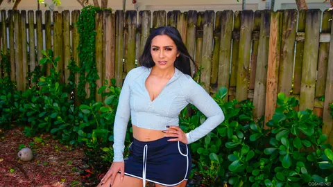 Lilly Hall: Thick Latina MILF Strips Out of Her Shorts in the Backyard – photo 1 of 16
