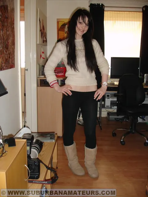 Aideen: British Brunette Strips Off Her Lingerie and Keeps Stockings On – photo 1 of 16