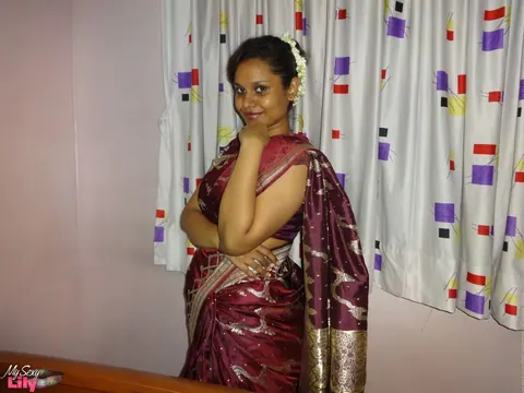 Busty Indian BBW Strips to Black Lingerie – photo 3 of 16