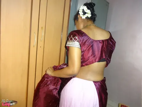 Busty Indian BBW Strips to Black Lingerie – photo 14 of 16