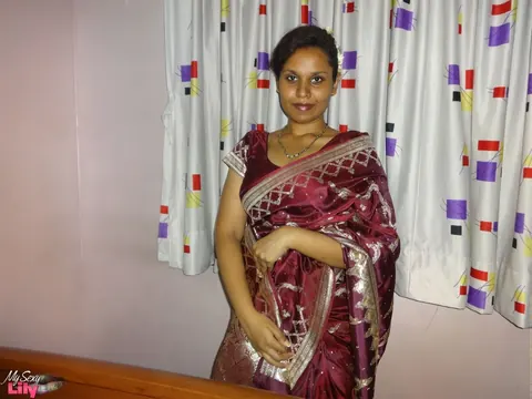 Busty Indian BBW Strips to Black Lingerie – photo 11 of 16
