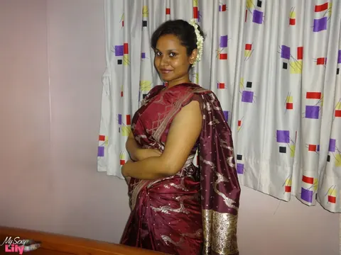 Busty Indian BBW Strips to Black Lingerie – photo 2 of 16