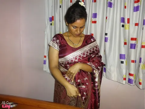 Busty Indian BBW Strips to Black Lingerie – photo 12 of 16