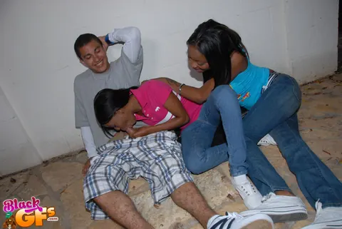 Nina Devon: Brunettes in Jeans Share Anal and a Facial in a Threesome – photo 2 of 13