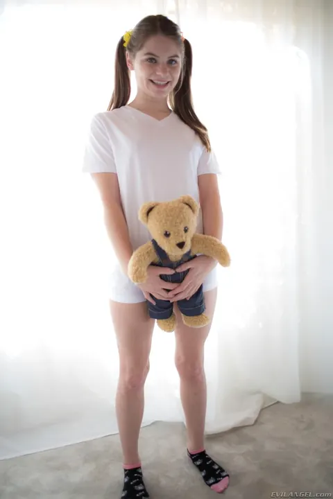 Alice March: Brunette in Pigtails Pulls Her Panties Aside and Spreads – photo 3 of 20