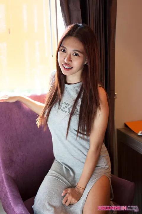 Slim Asian Redhead Strips and Spreads Her Hairy Pussy – photo 1 of 20