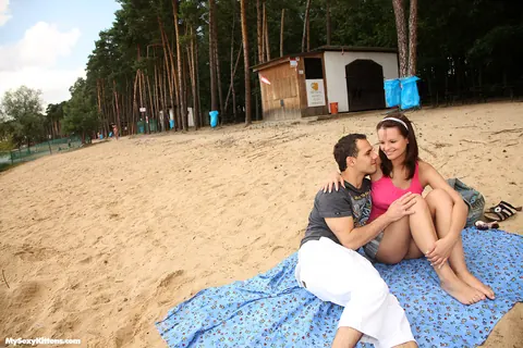 Rita Peach: Czech Brunette with Big Natural Tits Sucks Cock Outdoors Before Sex – photo 4 of 13
