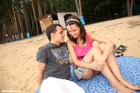 Rita Peach: Czech Brunette with Big Natural Tits Sucks Cock Outdoors Before Sex – photo 2 of 13