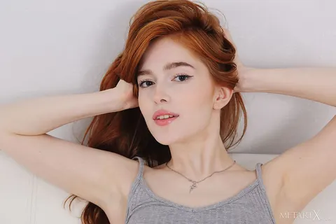 Jia Lissa: Thick Redhead Strips Off Her Panties and Fingers Her Hairy Pussy – photo 6 of 15