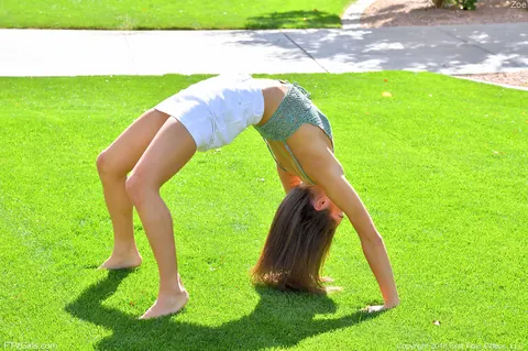 Zoe Bloom: Brunette Flashes White Panties in a Short Skirt Outdoors – photo 15 of 20