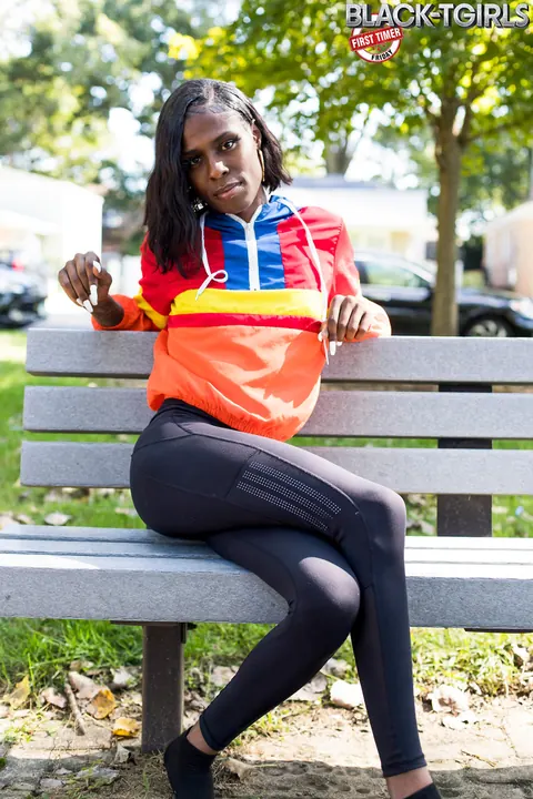 Slim Ebony Trans Woman Strips Nude and Flaunts Her Hard Cock – photo 2 of 16