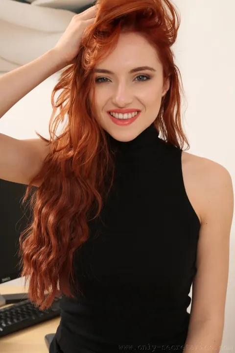 Sophia Blake: Slim British Redhead Strips Out of Her Uniform in the Office – photo 12 of 21