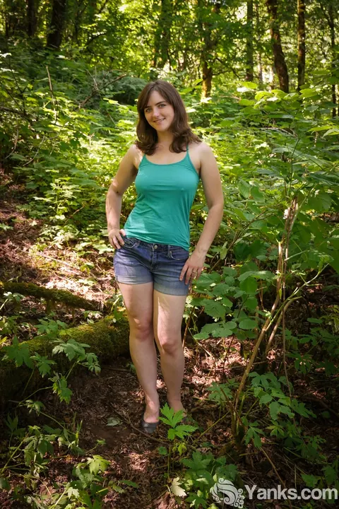 Raven Snow: Pale Brunette with Hairy Pussy Toys Herself Outdoors – photo 1 of 16