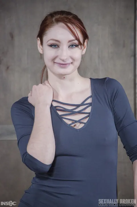 Violet Monroe: Redhead with Natural Tits Gives a Deepthroat Blowjob in Bondage – photo 2 of 15