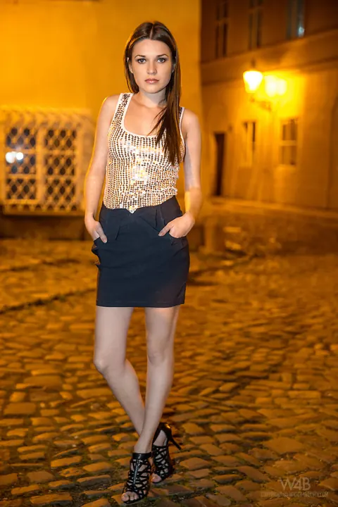 Serena Wood: Brunette Flashes Her Tits and Ass in a Skirt and High Heels Outdoors – photo 2 of 16