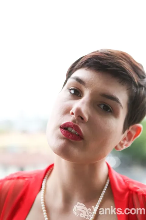 Short-Haired Brunette Reveals Her Trimmed Pussy Outdoors in Lingerie – photo 5 of 17