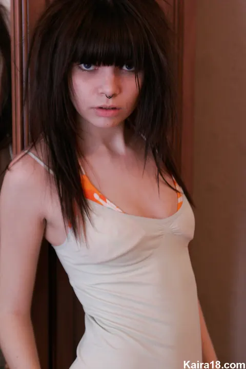 Skinny Czech Brunette Flaunts Her Small Tits on the Bed – photo 1 of 11