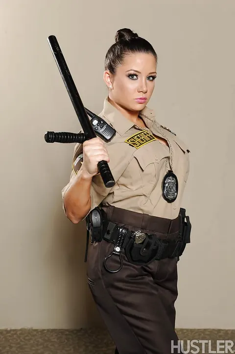 Charity Bangs: Tattooed Brunette Strips Out of Her Police Uniform – photo 2 of 16