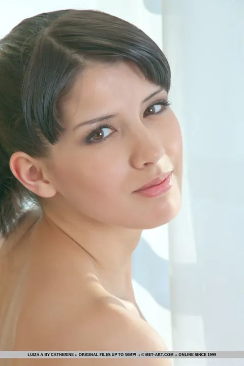 Luiza A: Petite Brunette Poses Nude and Spreads Her Shaved Pussy – photo 5 of 18