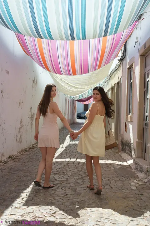 Stella Cox: British Brunettes Kiss and Spread in Panties and Heels Outdoors – photo 9 of 12