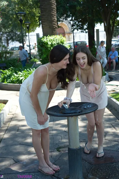 Stella Cox: British Brunettes Kiss and Spread in Panties and Heels Outdoors – photo 11 of 12