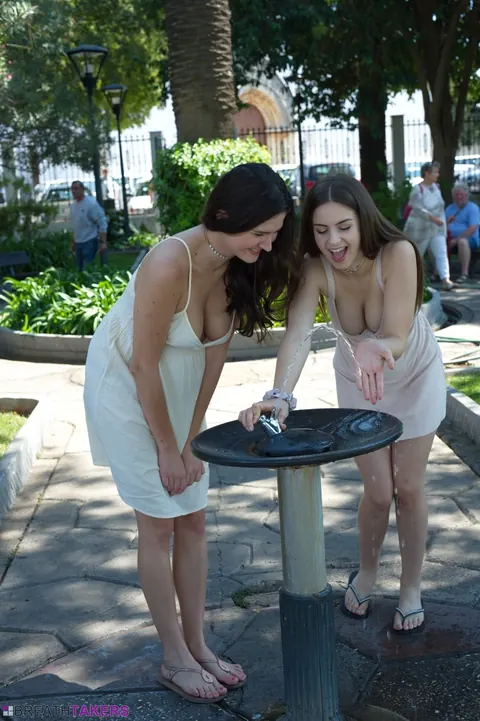 Stella Cox: British Brunettes Kiss and Spread in Panties and Heels Outdoors – photo 12 of 12