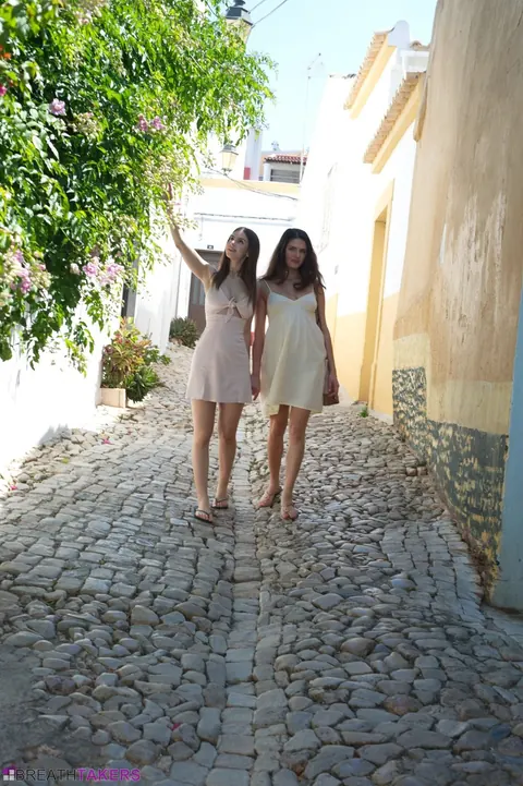Stella Cox: British Brunettes Kiss and Spread in Panties and Heels Outdoors – photo 5 of 12