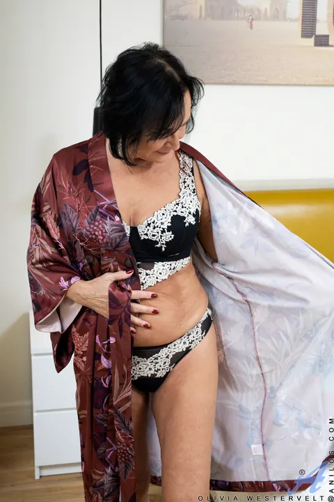 Olivia Westervelt: Mature Curvy Brunette Strips Off Her Lingerie and Fingers Her Pussy – photo 2 of 16