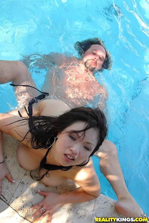 Mia Rider: Busty Asian MILF Sucks Cock Poolside in Her Bikini – photo 14 of 14