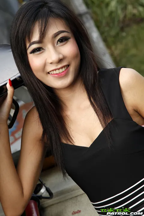 Thai Brunette Slides Panties Aside to Spread Her Hairy Pussy – photo 2 of 12