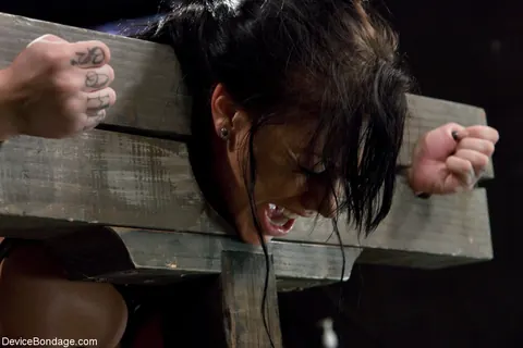 Mason Moore: Tattooed Brunette in Bondage Spreads Her Legs While Restrained – photo 12 of 21