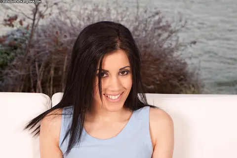 Black-Haired Woman with Pierced Nipples Spreads in Socks – photo 2 of 16