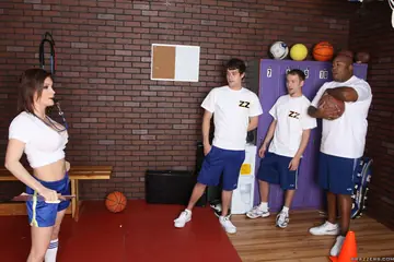 Mature Blonde MILF in Uniform Facesits and Takes Anal in the Gym