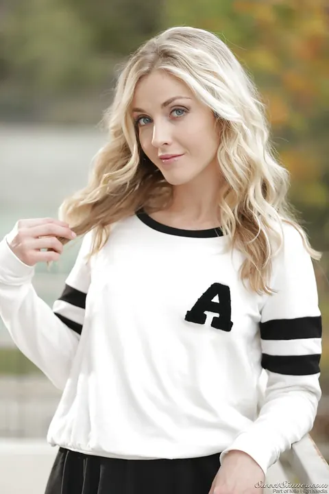 Karla Kush: Blonde in Uniform and Stockings Poses Topless Outdoors – photo 2 of 16