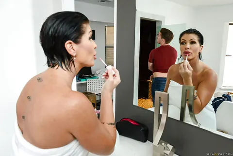 Shay Fox: Busty Brunette Titty Fucks and Gets Fucked in the Bathroom – photo 3 of 16