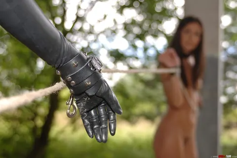 Lucie Theodorova: Asian Brunette MILF Endures Outdoor BDSM in Stockings and Boots – photo 2 of 20