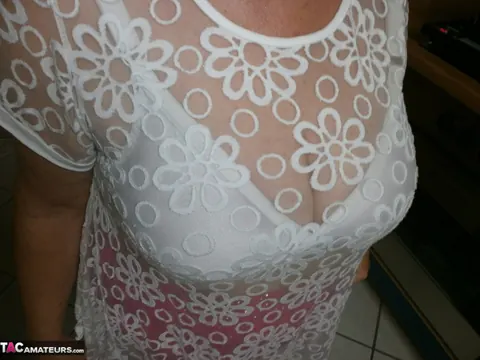 BBW MILF Strips Nude and Fingers Her Hairy Pussy – photo 1 of 20
