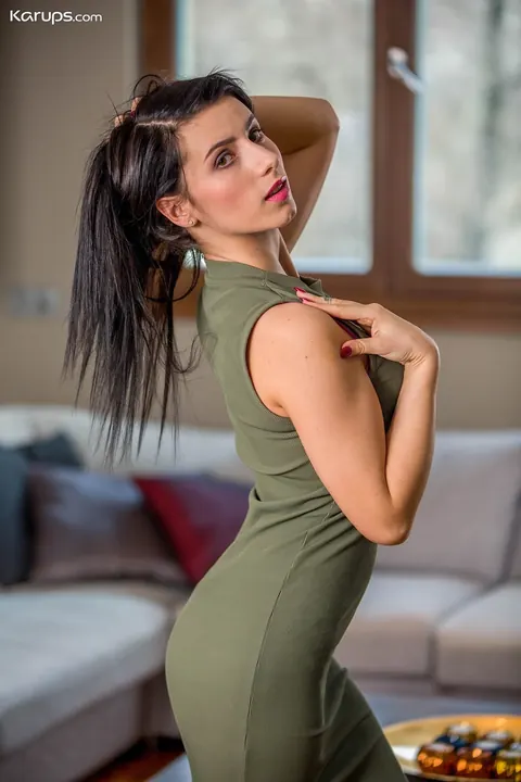 Nelly Kent: Brunette Peels Off Her Short Dress and Lingerie – photo 5 of 18
