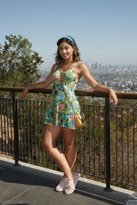 Carol Jasabe: Latina Brunette Reveals Her Panties and Cleavage Outdoors – photo 5 of 11