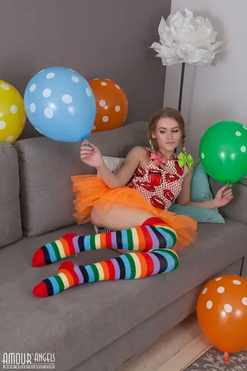 Slim Czech in Pigtails Strips Out of Her Skirt and Socks