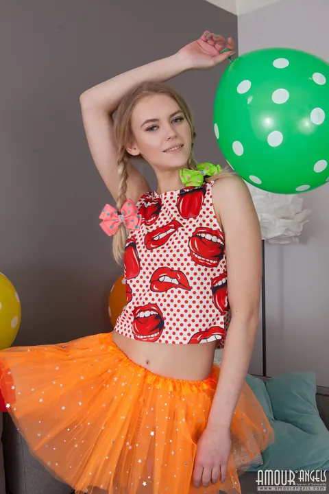Kira Angel: Slim Czech in Pigtails Strips Out of Her Skirt and Socks – photo 6 of 20