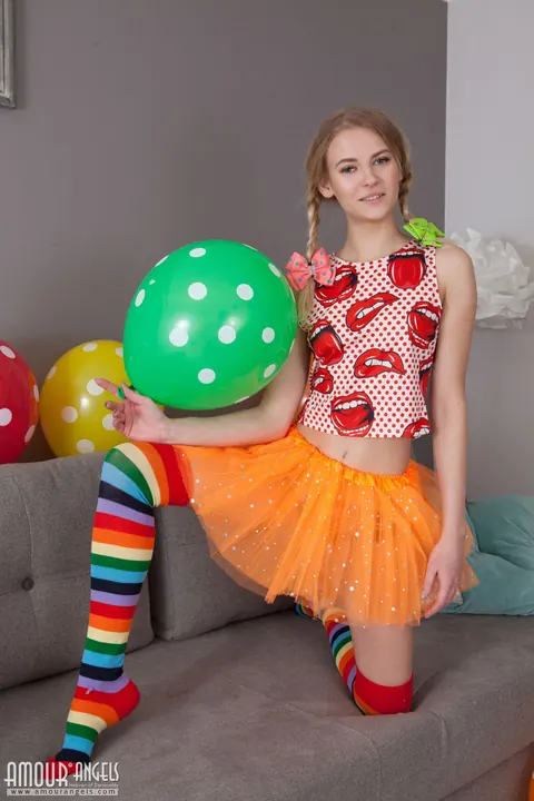 Kira Angel: Slim Czech in Pigtails Strips Out of Her Skirt and Socks – photo 5 of 20