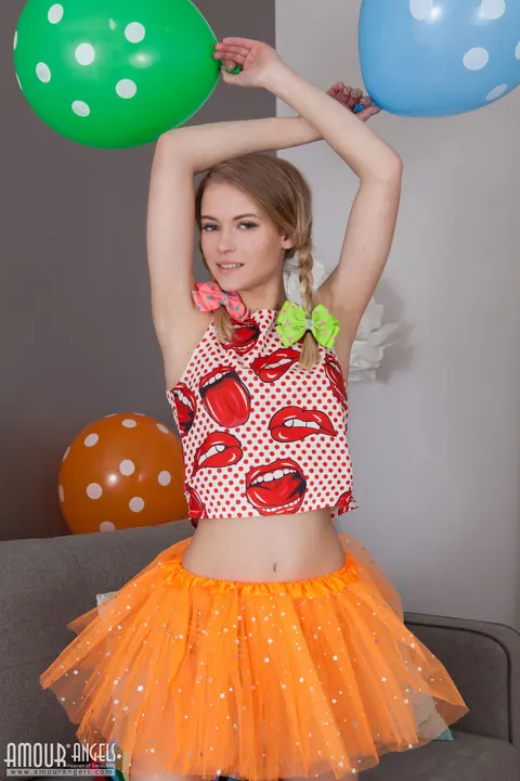 Kira Angel: Slim Czech in Pigtails Strips Out of Her Skirt and Socks – photo 4 of 20