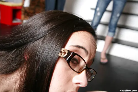 Thick Busty Women in Glasses Share a Dildo at Lesbian Party – photo 11 of 16