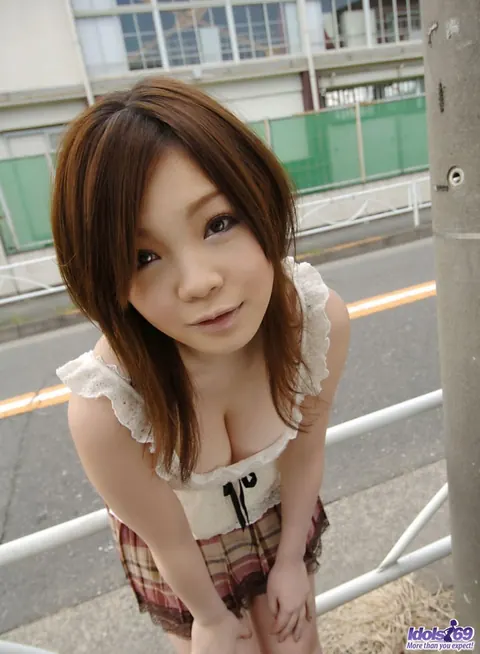 Nami Ogawa: Thick Japanese Brunette Flashes Panties Outdoors Then Strips – photo 3 of 16