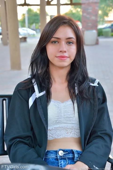 Lucie Cline: Petite Brunette Stretches Her Asshole with a Dildo Outdoors – photo 15 of 16