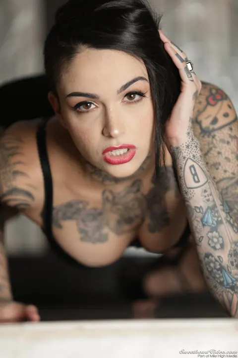 Leigh Raven: Short-Haired Brunette in Panties Shows Her Pierced Pussy and Tattoos – photo 8 of 21