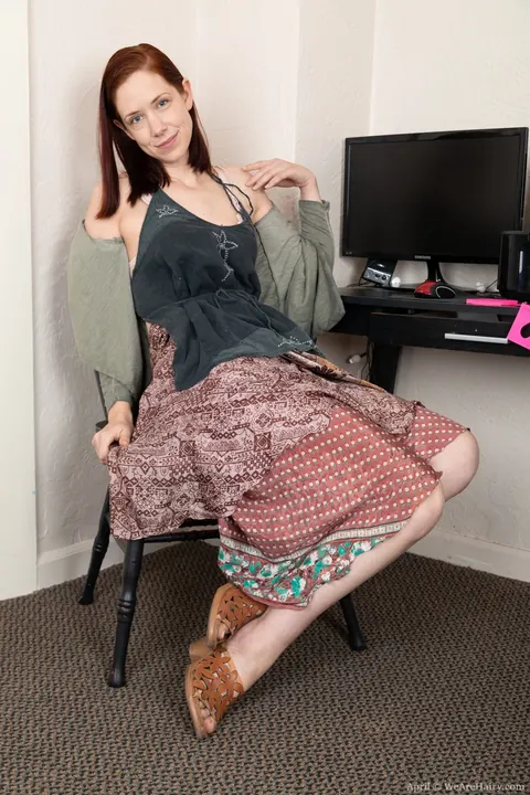 Carmen December: Redhead Pulls Panties Aside to Show Her Hairy Pussy – photo 3 of 20